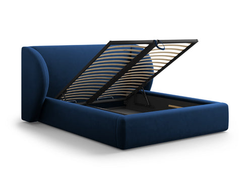 Micadoni Opbergbed met hoofdeinde Miley 180x200cm, flueel, koningsblauw - 230x227x100cm