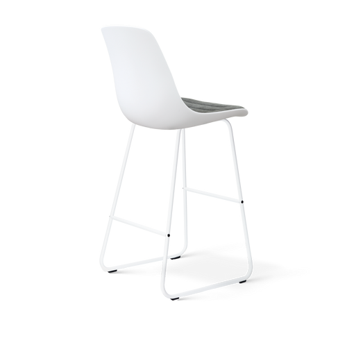 Nolon Nino-Liv Barkruk Wit met Zeegrijs Zitkussen Wit Onderstel 75 Cm