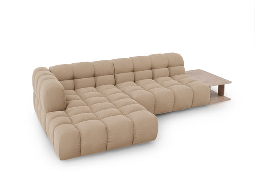 Cosmopolitan Design Modulaire hoekbank links Sky 4-zits, flueel, zand - 162x297x70cm