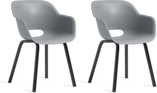 Keter Noa Tuinstoel - 2 stuks - 55x56,5x80cm - metalen frame - Grijs