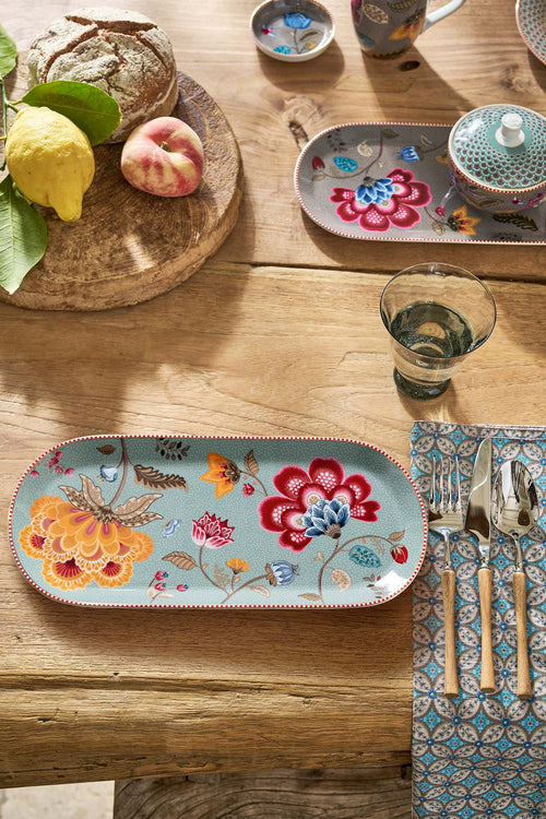 Pip Studio Serveerschaal - Blooming Tales - Lichtblauw - 16cm
