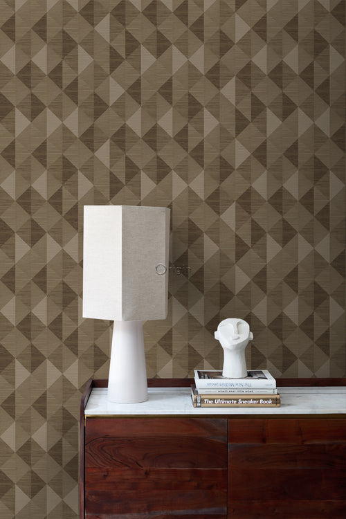 Origin Wallcoverings behang grasweefsel in grafisch 3D motief bruin - 50 x 900 cm - 347886 - vtwonen shop