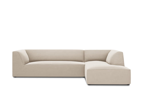 Micadoni rechter hoekbank Ruby 4-zits, flueel, beige - 180x273x69cm