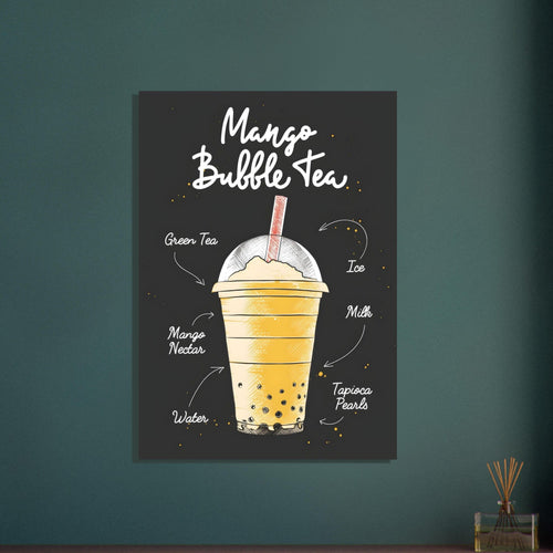 Artfulprints  Mango Bubble Tea – Ingrediënten   poster A4 21x29.7 cm