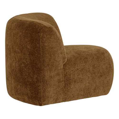 WOOOD hoekelement rond Mojo Base - Ribstof - Honinggeel - 74x110x110