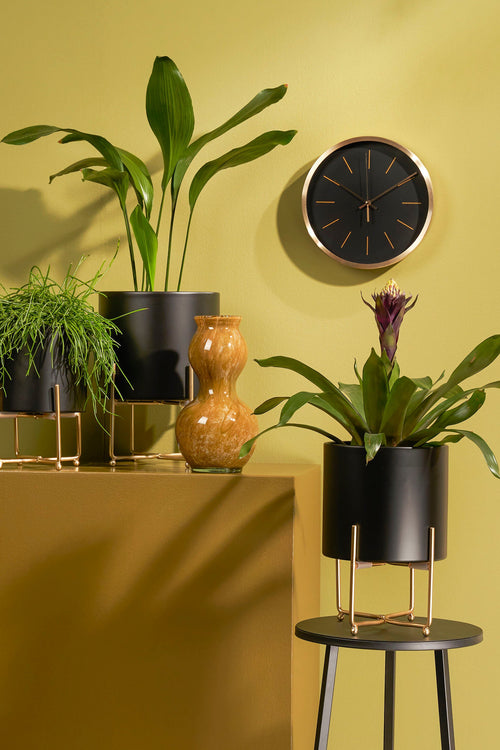 Mica Decorations Aries Bloempot op Standaard - Set van 3 - H32 x Ø24 cm - Zwart - vtwonen shop