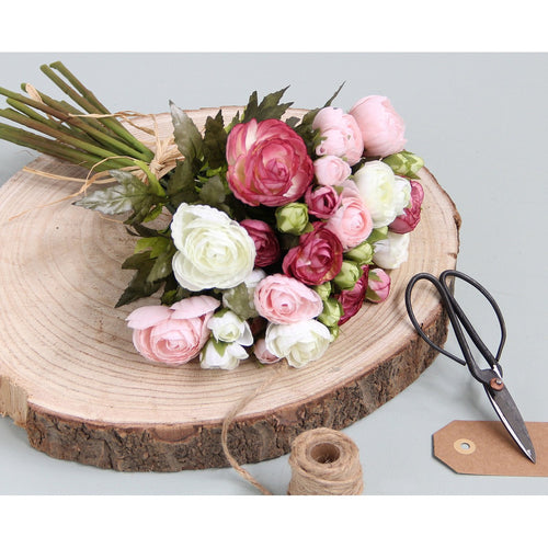 Mica Decorations Ranonkels Kunstbloemen Boeket - H35 x Ø26 cm - Roze