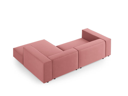 Cosmopolitan Design rechter hoekbank Arendal 3-zits, flueel, zalm - 166x224x70cm