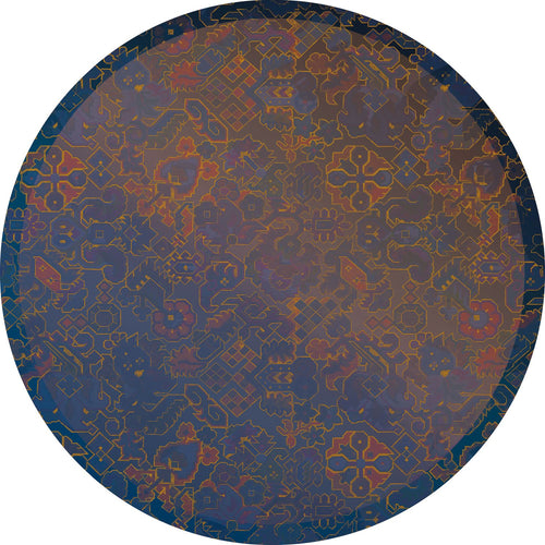 Sanders & Sanders zelfklevende behangcirkel ornamenten blauw en rood - Ø 125 cm - 611782