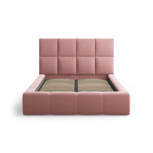 Cosmopolitan Design - Opbergbed met hoofdeinde Livigno 200x200cm flueel roze - 230x225x125cm