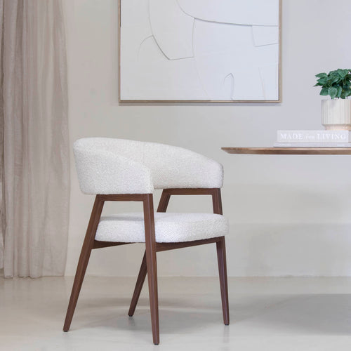 DÉJA Living Eetkamerstoel Fureso - Beige/Walnoot - Set van 2