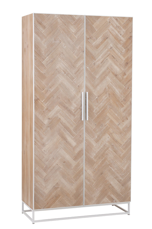 J-Line kast Hoog 2 Deuren Zigzag - hout/metaal - naturel/wit - vtwonen shop