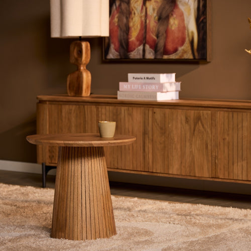 StarFurn Salontafel Solana - Rond Naturel Hout - 50x50x46cm