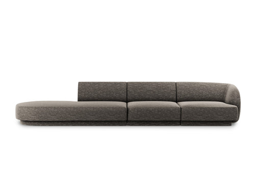 Micadoni linker bank Miley 4-zits, chenille, grijs - 90x323x70cm