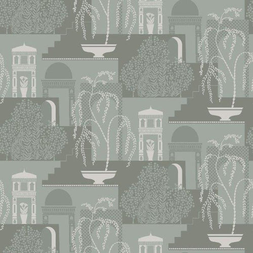 Borastapeter behang mediterrane huisjes groen - 53 cm x 10.05 m - 660853