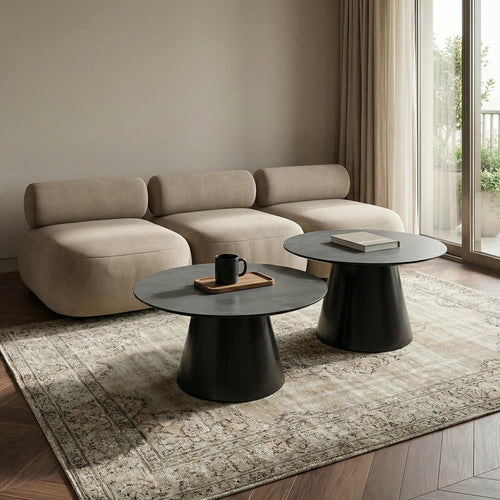 Furnhouse salontafel set Tango - Donkergrijs - Ø 60/80 cm