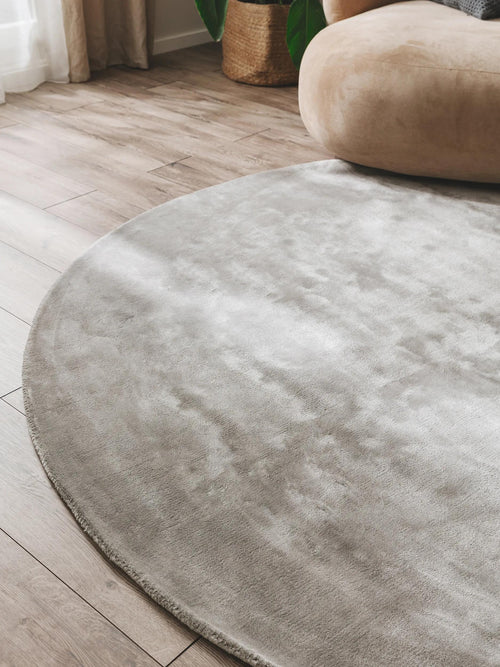 benuta viskose vloerkleed Nela - grijs - ø 120 cm