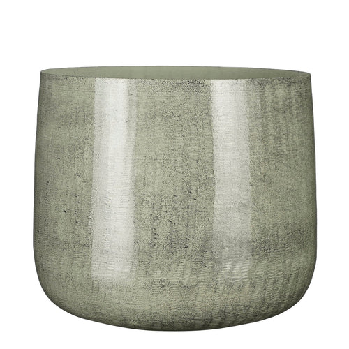Mica Decorations Benson Bloempot - H27 x Ø32 cm - Metaal - Lichtgrijs