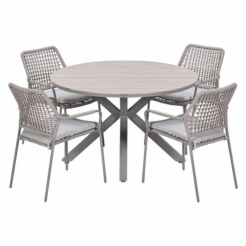 Garden Impressions Tuinset Natas 5-delig taupe - Tulli tuintafel Ø122x75 cm