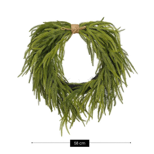 Mica Decorations Krans Dennenappel Groen - Decoratieve Krans met Sierlijke Dennentakken - Kunststof Krans voor Deur, Muur of Schouw - Afmeting