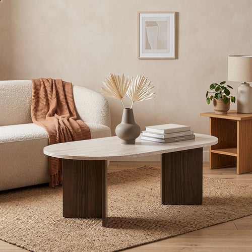 Calicosy - IRIS Ovale salontafel L119 cm - Kasjmier - 60x119x39,8 cm