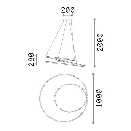 Ideal Lux OZ Geïntegreerde LED-hanglamp voor plafond, messing, 8300lm, 3000K