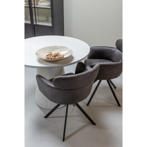 WOOOD eettafel rond Damon - Betonlook - Wit - 76x100x10 - vtwonen shop