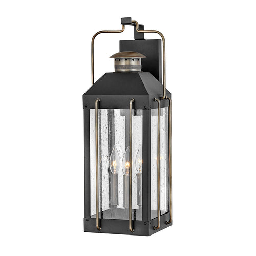 Elstead Hinkley Fitzgerald Outdoor Wandlantaarn Getextureerd Zwart met Gepolijst Brons, IP44