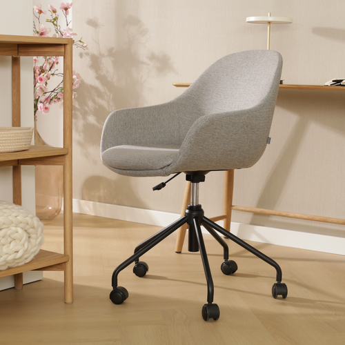 Nolon Nout-Mae Bureaustoel Warm Grijs - Armleuning - Zwart Onderstel - vtwonen shop