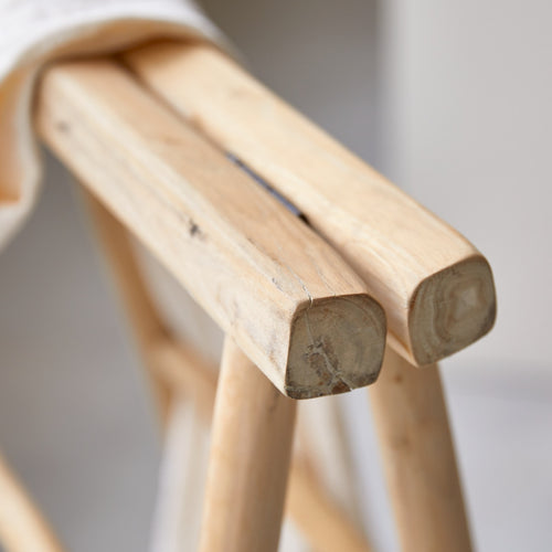 Tikamoon Dubbel handdoekenrek van massief teakhout - Naturel