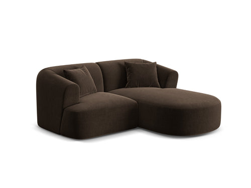 Cosmopolitan Design Modulaire hoekbank rechts Campi 3-zits, flueel chocolade - 156x180x70cm