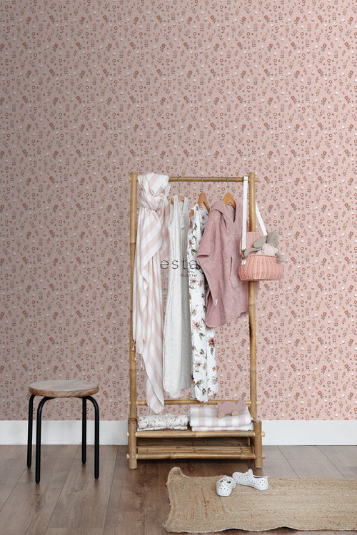 ESTAhome behang bloemetjes zacht roze - 53 cm x 10.05 m - 139288
