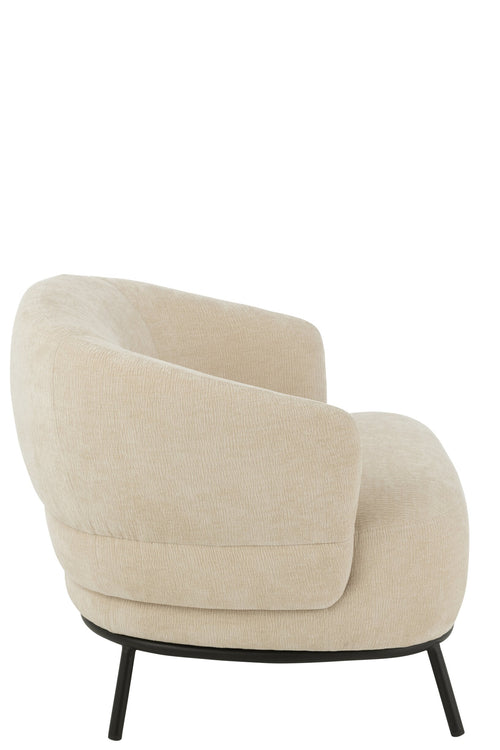 J-Line loungestoel Mars - populierenhout/schuim - beige