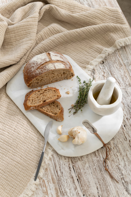 J-Line vijzel + stamper Marmer - steen - wit - vtwonen shop