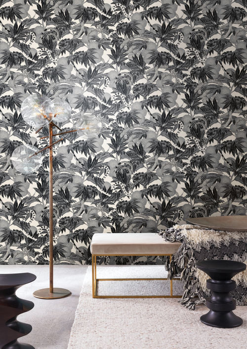 Masureel behang jungle-motief zwart en wit - 53 cm x 10.05 m - 630080 - vtwonen shop