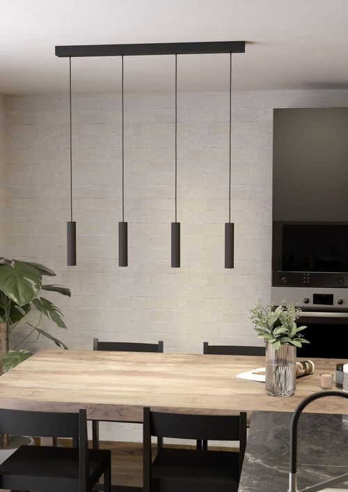 EGLO hanglamp Almudaina - led - 84 cm - zwart - dimbaar - staal