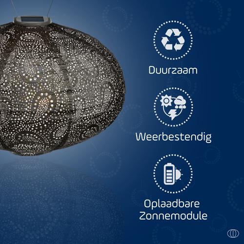 Lumiz solar lampion - paisley oval - 40 cm - taupe