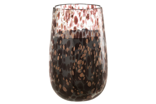 J-Line geurkaars Mia - Leather & Leaves - glas - zwart/mix - large - 230U
