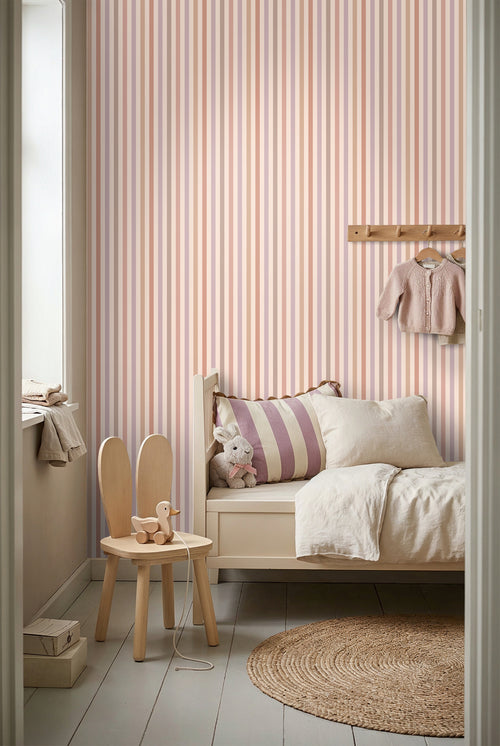 ESTAhome behang strepen paars en roze - 50 x 900 cm - 132257