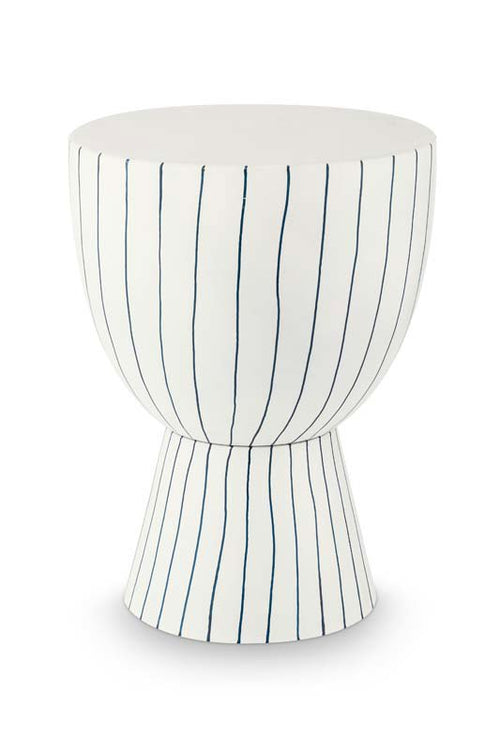 vtwonen Bijzettafel - Gestreept - Tafel van Metaal - Donkerblauw - 35,5x46cm