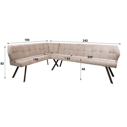 Giga Living Hoekbank Raster - Zand/Bruin Links - 230x150x80cm