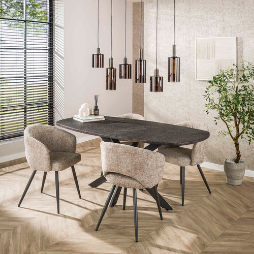 Giga Meubel Eettafel Metallic - Grijs Staal - 180x90x77cm