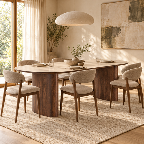 Artichok Dana houten eettafel met keramiek blad donkerbruin - 210 x 100 cm