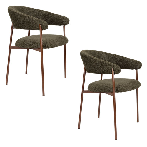 Housecraft Living Richard Eetkamerstoelen Armleuning Gemêleerd Groen - Set van 2