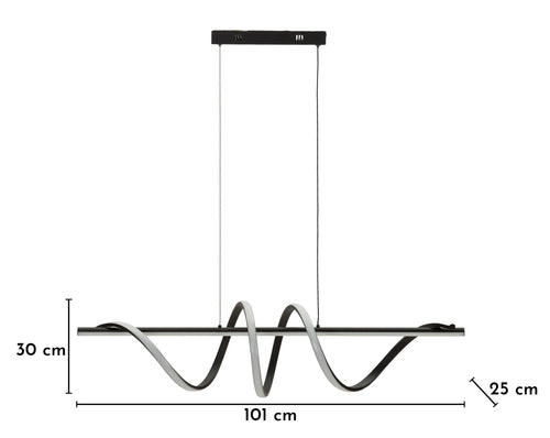 LED hanglamp in zwart met 3 lichten 101x25x30-150 cm