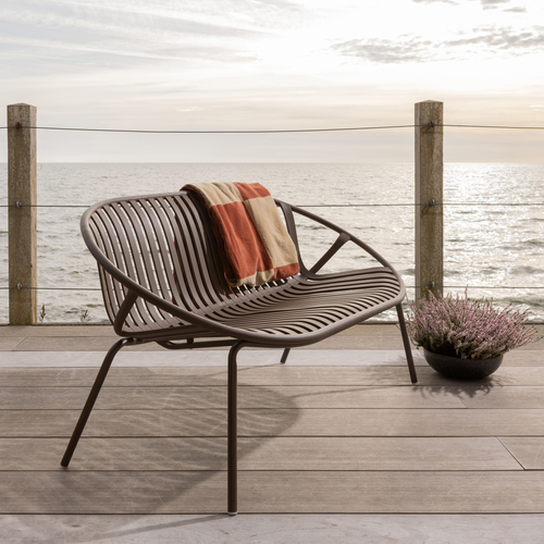 WOOOD bank 2-zits Bruce - Polypropeen/Metaal - Paars/Bruin - 74x131x74