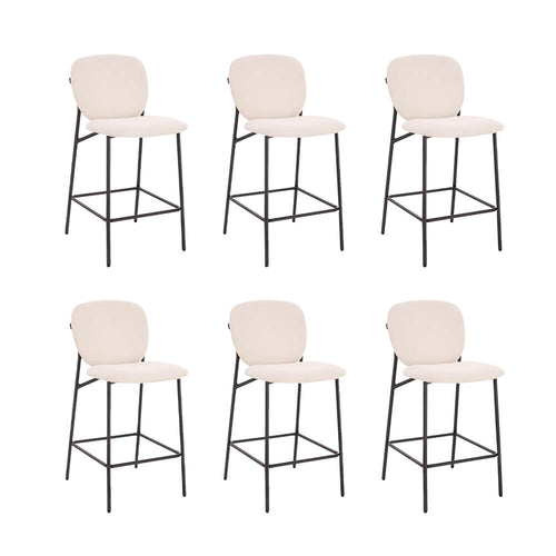 HOME DELUXE CELDA Bouclé Fluweel - Set van 6 Wit | Barstoelen