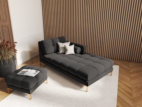 Cosmopolitan Design rechter chaise longue Bali flueel, donkergrijs - 185x102x75cm