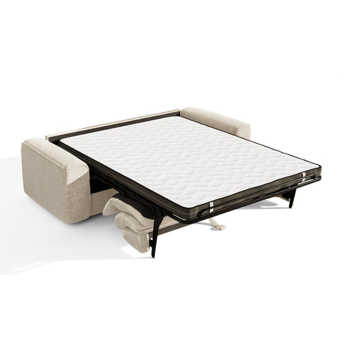 Premium Interiors - Snel uitklapbare slaapbank COMO - bouclé-stof crème 216cm
