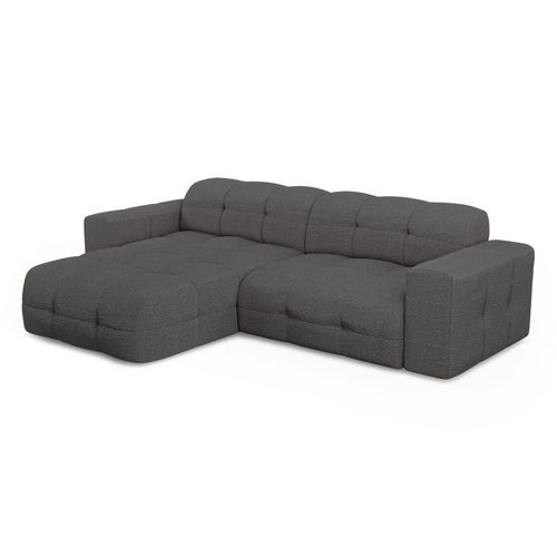 Sia Home - Hoekbanken links MAEL - Bouclette stof - Grafiet grijs - 230cm - vtwonen shop